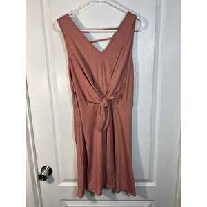 Alya Rose Pink Knot Front V Neck Crisscross Back Sleeveless Dress Women's Large